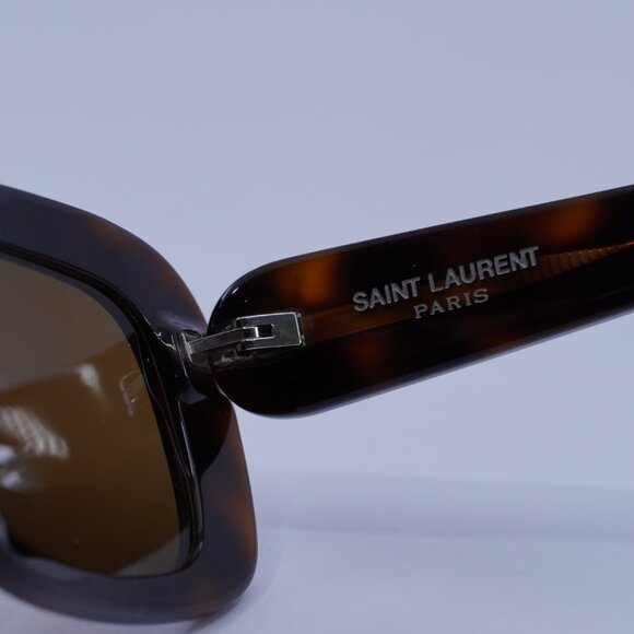 Saint Laurent SLM130 004 Sunglasses Havana Rectangle Frame, Nicotine Lenses - Picture 10 of 12